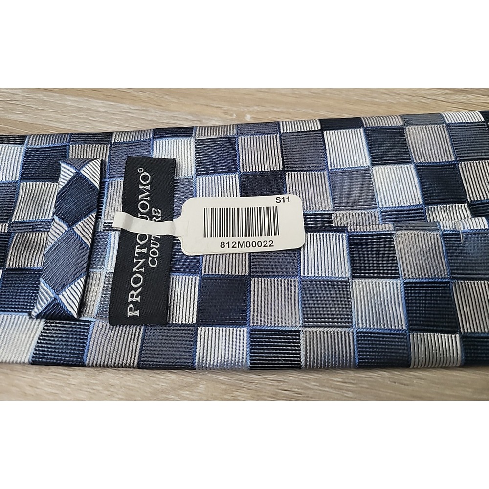Pronto Uomo Couture Silk Tie Checker Pattern Mens Wearhouse New w Tag - Picture 8 of 9